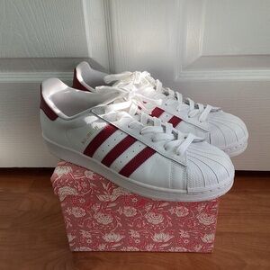 Adidas White and Burgundy Sneakers